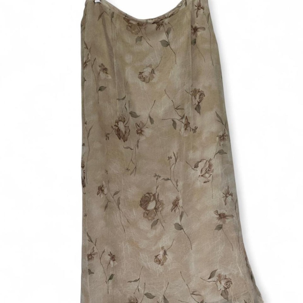 Vintage sepia floral midi skirt